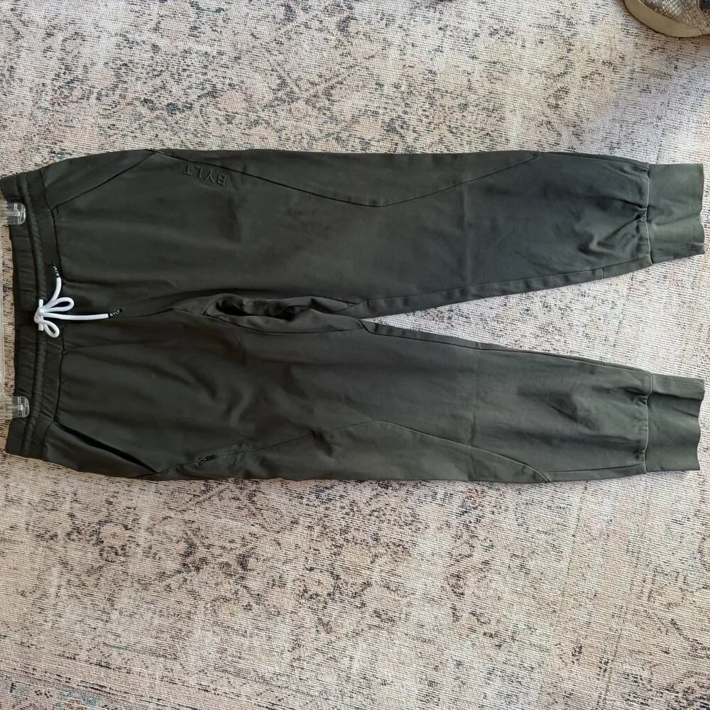 Mens M - Bylt Premium Active Jogger Sweatpants Green Stretch Performance Pant